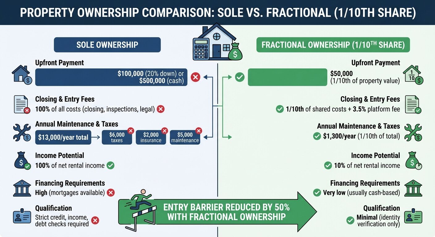 Sole Ownership vs Fractional Ownership Real Estate Cost Comparison