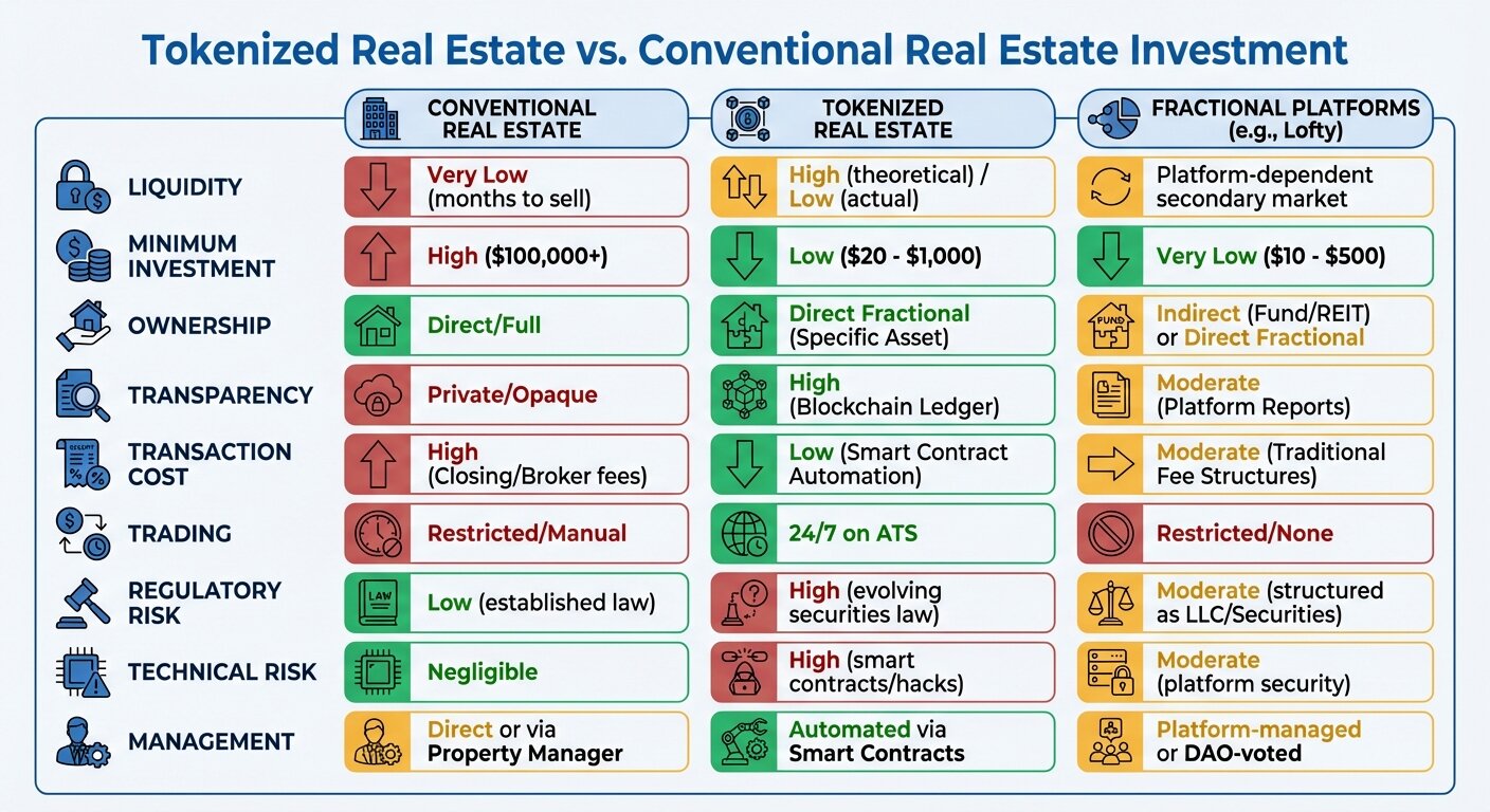 Tokenized vs Conventional Real Estate Investment Comparison